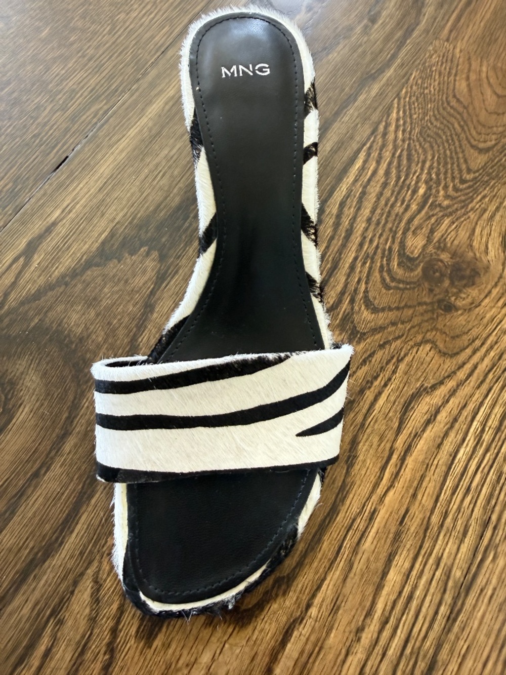 Mango Zebra Print leather Kitten Heel Sandal NWT - Picture 4 of 6